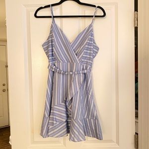 Light Blue Striped Ruffle Sun Dress - worn once
